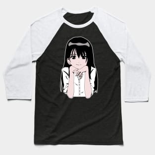 Funny Manga Cute Eyes Happy Smile School Girl Senpai Meme Baseball T-Shirt